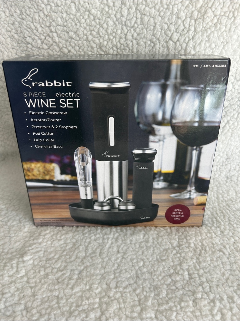 Rabbit 8-Piece Electric Wine Set in Black and Silver